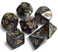 QMAY DND Dice - Juego de 7 Cubos poliédricos para Mazmorras y Dragones MTG RPG D&D D20, D12, D10, D%, D8, D6, D4 (Negro)
