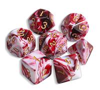 QMAY DND Dice - Juego de 7 cubos poliédricos para mazmorras y dragones MTG RPG D&D D20, D12, D10, D%, D8, D6, D4 (rojo mezclado blanco)