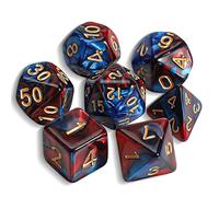 QMAY DND Dice - Juego de 7 dados poliédricos para Dungeon y Dragons MTG RPG D&D D20, D12, D10, D%, D8, D6, D4 (azul y rojo)