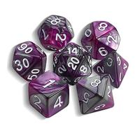 QMAY DND Dice - Juego de 7 Dados poliédricos para Dungeon y Dragons MTG RPG D&D D20, D12, D10, D%, D8, D6, D4 (Plata mezclada Morada)