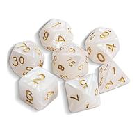 QMAY DND Dice - Juego de 7 dados poliédricos para Dungeon y Dragons MTG RPG D&D D20, D12, D10, D%, D8, D6, D4 (marfil blanco)