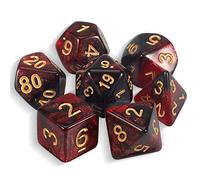 QMAY DND Dice - Juego de 7 Dados poliédricos para Dungeon y Dragons MTG RPG D&D D20, D12, D10, D%, D8, D6, D4 (Rojo y Negro)