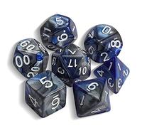 QMAY DND Dice Juego de dados poliédricos - 7 piezas para Dungeon y Dragons MTG RPG D&D D20, D12, D10, D%, D8, D6, D4 (azul oscuro y plata)