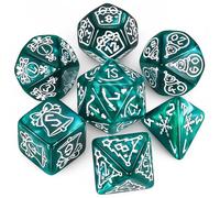QMAY DND Dice Polyhedral Dice - Juego de 7 piezas para Dungeon and Dragons MTG RPG D&D D20, D12, D10, D%, D8, D6, D4 (Navidad verde)