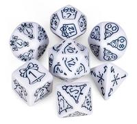 QMAY DND Dice Polyhedral Dice - Juego de 7 piezas para Dungeon and Dragons MTG RPG D&D D20, D12, D10, D%, D8, D6, D4 (Navidad blanca)