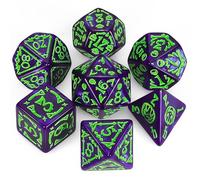 QMAY DND Dice Polyhedral Dice - Juego de 7 piezas para Dungeon and Dragons MTG RPG D&D D20, D12, D10, D%, D8, D6, D4 (Lila Halloween)