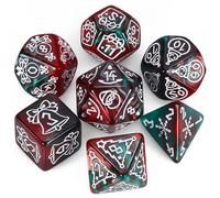 QMAY DND Dice Polyhedral Dice - Juego de 7 piezas para Dungeon and Dragons MTG RPG D&D D20, D12, D10, D%, D8, D6, D4 (rojo y verde Navidad) 14+
