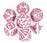 QMAY DND Dice Polyhedral Dice - Juego de 7 piezas para Dungeon and Dragons MTG RPG D&D D20, D12, D10, D%, D8, D6, D4 (Halloween blanco)