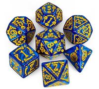 QMAY DND Dice Polyhedral Dice - Juego de 7 piezas para Dungeon and Dragons MTG RPG D&D D20, D12, D10, D%, D8, D6, D4 (Halloween azul)
