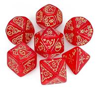 QMAY DND Dice Polyhedral Dice - Juego de 7 piezas para Dungeon and Dragons MTG RPG D&D D20, D12, D10, D%, D8, D6, D4 (Navidad roja)