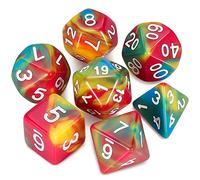 QMAY DND Dice Set de Dados Poliédricos - 7 piezas para Dungeon y Dragons MTG RPG D&D D20, D12, D10, D%, D8, D6, D4 (colores arcoíris)