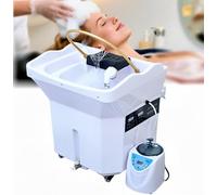 QMBLSNSQ Equipo Para Head Spa Con Depósito De Agua De 60L, Incluido Nebulizador Y Campana De Vapor, Lavacabezas Portatil Equipado Con Ruedas Silenciosas, Adecuado Para Salones De Peluquería (Blanco).