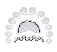 Qmcandy Kit de estiramiento de oreja de 24-36 piezas 00G-20mm Kit de cono de gran calibre de acrílico grande Kit de espiral de enchufe de túnel, circonita cúbica
