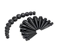 Qmcandy Kit de estiramiento de oreja de 24-36 piezas 00G-20mm Kit de cono de gran calibre de acrílico grande Kit de espiral de enchufe de túnel, Acrílico, circonita cúbica