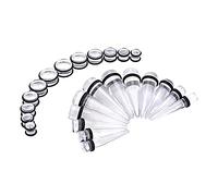 Qmcandy Kit de estiramiento de oreja de 24-36 piezas 00G-20mm Kit de cono de gran calibre de acrílico grande Kit de espiral de enchufe de túnel, Acrílico, circonita cúbica