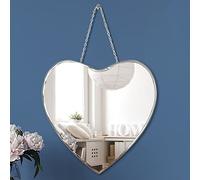 qmdecor Espejo en Forma de corazón con Cadena de Hierro para decoración de Pared, 12 x 12 Pulgadas, Espejo Decorativo sin Marco de Vidrio Real