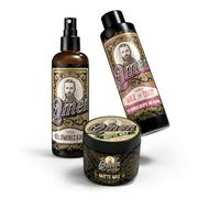 QMEN Kit Volumen Mate Hombre con Spray Voluminizador, Cera en Polvo y Matte Wax - Texturizador para Pelo Fino, Efecto Volumen y Fijación Natural Barber Style Premium