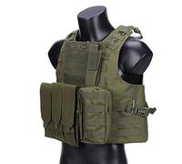 QMFIVE Chalecos Tácticos Anfibio chaleco táctico militar Molle chaleco Combate Asalto Placa camuflaje chaleco del portador para Airsoft Outdoor (FR/ES, Letras, Talla única, Regular, Regular, OD)