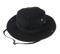 QMFIVE Tactical Boonie Hat, Sombrero Redondeado de Camuflaje Pescador Sun Protection Cap para Outdoor Climb Camping(Negro)