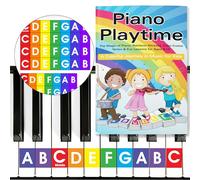 QMG Calcomanía de piano y teclado de color arcoíris y libro de aprendizaje de piano para niños, instrucciones fáciles de seguir para niños, libro de piano para principiantes para niños, partituras de
