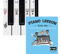 QMG Calcomanías de piano y teclado y lecciones de música de piano completas y libro guía; diseñado e impreso en Estados Unidos