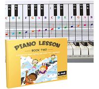 QMG Libro de lecciones de piano 2 y tabla de notas de piano codificada por colores: lecciones de música de piano y libro guía para niños y principiantes; diseñado e impreso en Estados Unidos