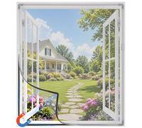 Qmioti Mosquitera Ventana Magnética, 130x150cm Ajustable Mosquitera DIY, Malla de Fibra de Vidrio Premium, Protección contra Mosquitos, Marco Gris con Malla Gris