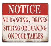 QMIQXIWS Billiard Rules Sign Funny Vintage Metal Sign with No Drinks on Table Retro Wall-Art for Man Cave Pool Room Office Decor 8 X 12 in