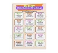 QMIQXIWS Home Gym Workout Plan Metal Sign Calisthenics Bodyweight Exercises Chart No Equipment Needed Poster for Strength Training (8 X 12 inch)