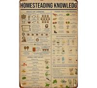 QMIQXIWS Homesteading Skills Gardening Guide Recipes Vintage Metal Sign for Home Garage Game Room Decor 8 X 12 in