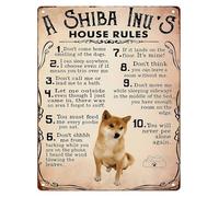 QMIQXIWS Metal Wall Decor A Shiba Inus House Rules Humorous Sign for Man Cave Living Room Kitchen Bedroom Home Office 8 X 12 in