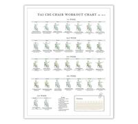 QMIQXIWS Mind Body Exercise Poster Tai Chi Movements Chart Seated Chair Workout Guide Wall-Art for Home Office(Framed,16x24inch(40x60cm))