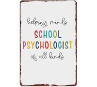 QMIQXIWS Rustic Metal Sign For School Psychologists Helping Minds of All Kinds Vintage Aluminum Wall-Art for Teacher Lounge (8 X 12 in)