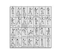QMIQXIWS Tai Chi 24 Form, Simplified Yang Style Instructional Chart, Chinese Martial Arts Canvas Wall-Art for Home Office Room Decor(Unframed,08x12inch(20x30cm))