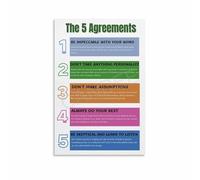 QMIQXIWS The Five Agreements Poster Inspirational Quotes Wisdom for Office Workplace Wall-Art(Unframed,08x12inch(20x30cm))