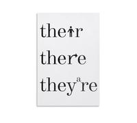 QMIQXIWS Their There They're Grammar Police Funny, English Teacher Humor Wall-Art with Spelling Quote, Typography Print for Classroom & Office Decor(Framed,08x12inch(20x30cm))