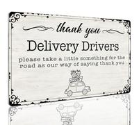 QMIQXIWS Vintage Delivery Driver Sign Snack Station Metal Tin Sign For Porch Outdoor Front Door Decor Rustic Style 8 X 12 inch