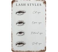 QMIQXIWS Vintage Metal Sign Eyelashes Salon Personalised Lash Tech Guide 2 Wall-Art for Beauty Salon Spa Studio 8 X 12 in