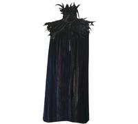 QmjdDymx Capa negra, 70.9 Black Halloween Witch Cloak en terciopelo con adorno para el cuello para hombres Mujeres bruja, Cabo del vampiro