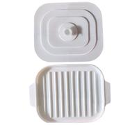 QmjdDymx Papeladora de tocino 11x8.2x0.8 Microwave Bandeja de silicona segura con manijas de tapa crujiente sin desastre Pan de tocino, sartén para horno