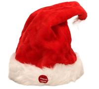 QmjdDymx Santa Santa Santa, Cantando Música de sombrero navideño Swinging Electric Santa Satn with White Plush Ball Funny Christmas Hat Hat Battery Battery para adultos Niños, Santa Sombrero