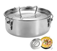 QmjdDymx Sartén flan, Molde de flan de Acero Inoxidable sartén con Tapa y Mango de Gran Capacidad Fabricante de flan Plato de flan Redondo para budín de Magdalenas de Chocolate, Placa flan con Tapa