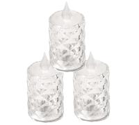 QmjdDymx Velas artificiales, 3pcs Velas sin fama 3.2x1.6in Batería texturizada transparente LED para Birthday Wedding Christmas