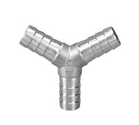 QMKADFQXF 1PCS 6 8 10 12 13 14 15 16 20 25 32 40 50Mm Hose Elbow tee U Y Shape 2 3 4 Ways Hosetail SplitterStainless Water Gas(Y-Shape,15mm)