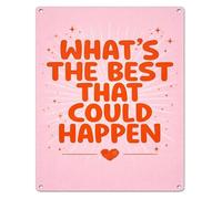 QMKADFQXF Boho Inspirational Sign Whats The Best That Could Happen Metal Tin Sign Affirmations Wall-Art for Office Home Decor 8 X 12 in