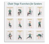 QMKADFQXF Chair Yoga Poses For Seniors Daily Canvas Poster Morning Stretch Routine Flexibility Training Wall Decor Living Room Bedroom Home Office(Framed,08x12inch(20x30cm))