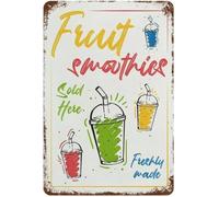 QMKADFQXF Fruit Fresh Smoothies Retro Chic Metal Sign 8 X 12 in