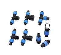 QMKADFQXF Garden Plumbing 40 16mm Drip Irrigation Tape Locking Straight-Through Three-Way Connectors with 1/2" 3/4" Threaded DN17 Pipe Connection Fittings (Color : Red)