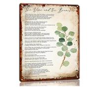 QMKADFQXF I Am The True Vine John 15 Metal Tin Sign Wall-Art Vine and Branches Scripture Decor for Home Chapel 8 X 12 inch