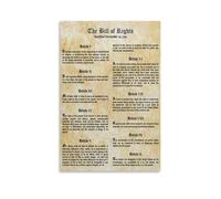 QMKADFQXF Patriotic Wall Art Poster - The Bill of Rights US Constitution First Ten Amendments, Vintage Style Historical Document Print for Home Office, Library Den (Framed,16x24inch(40x60cm))